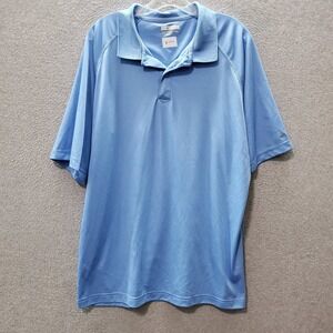 Columbia Men Polo Shirt Large Blue Omni-Shade Logo Short Sleeve Collar Pullover